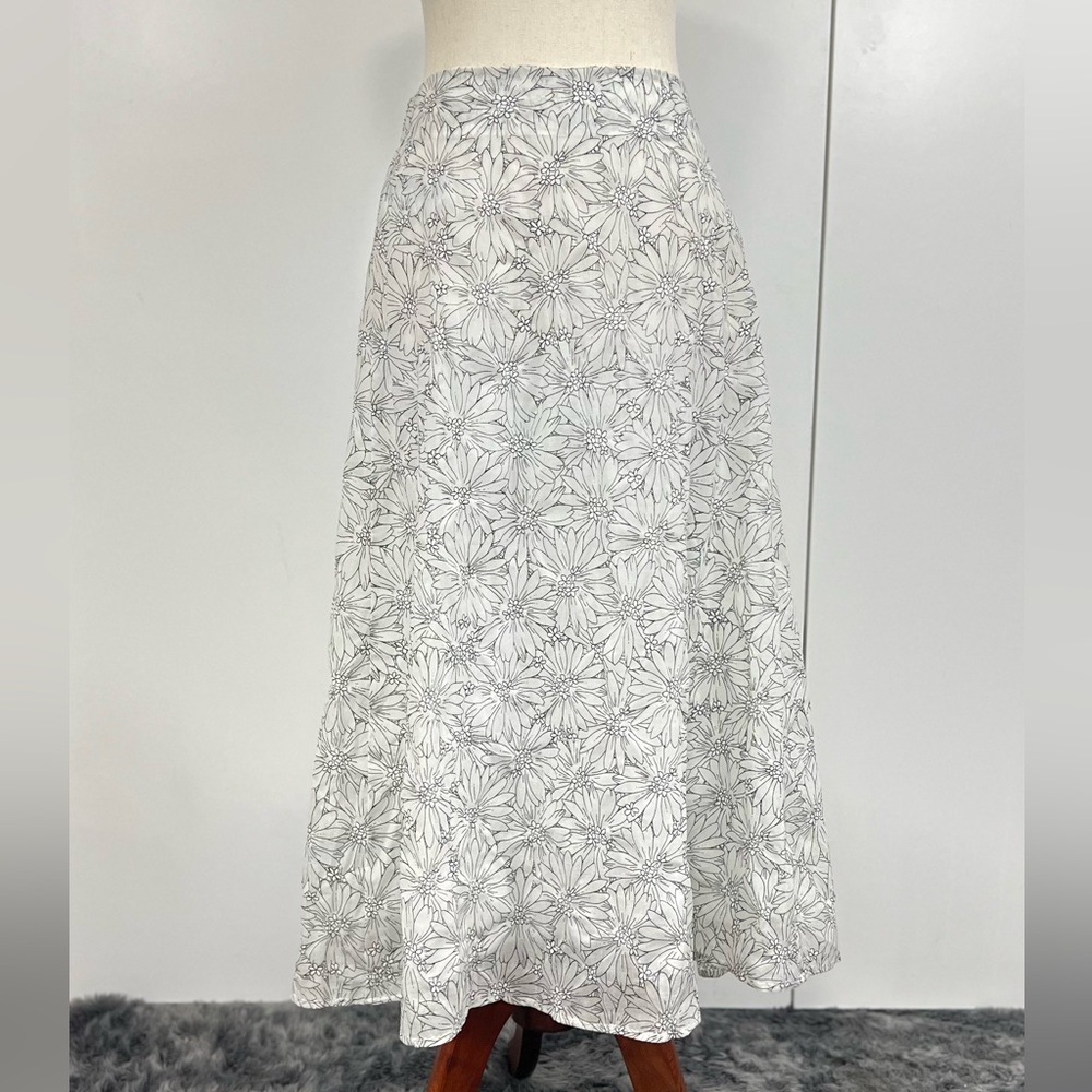 Mango Cotton sheer flower print skirt
